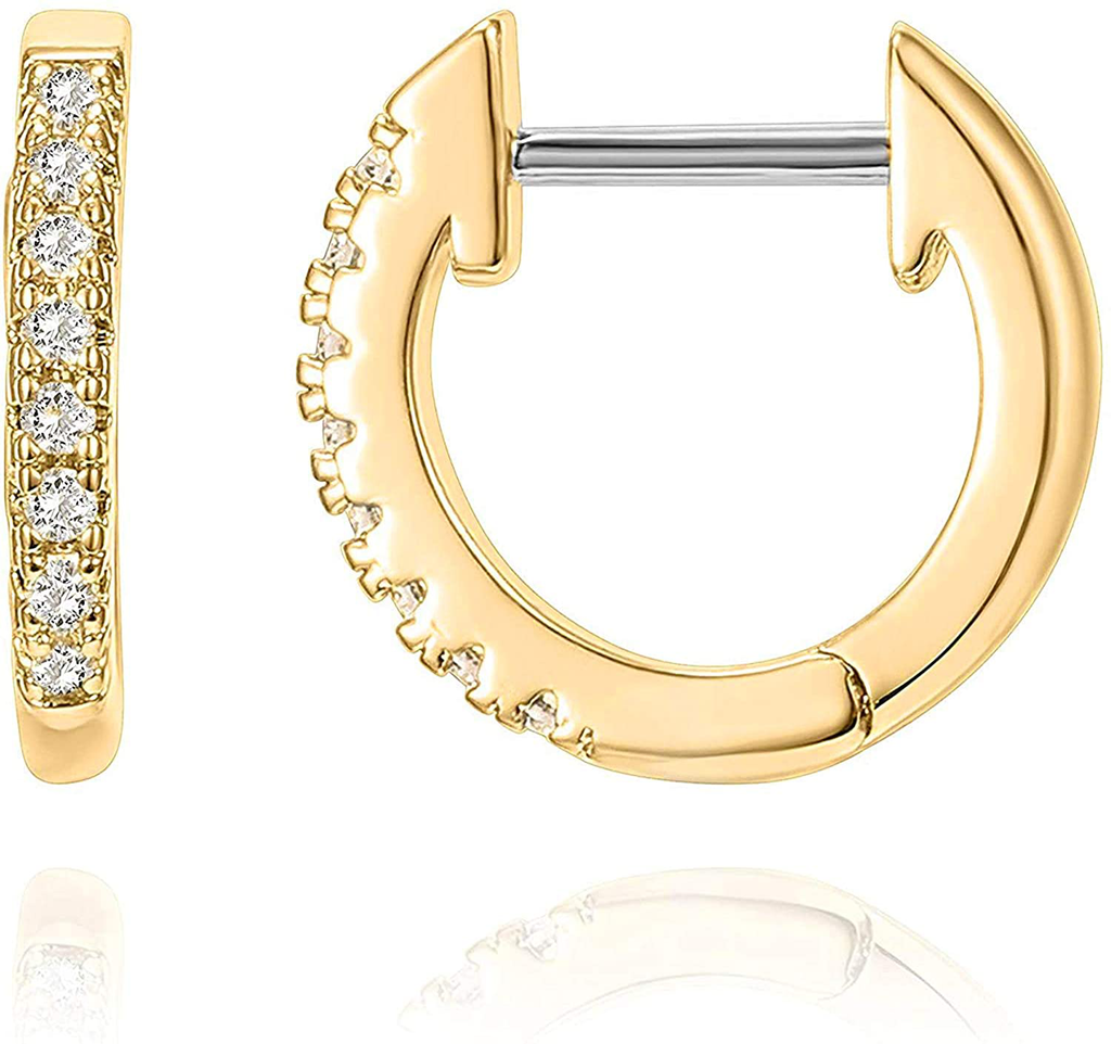 PAVOI 14K Gold Plated Cubic Zirconia Cuff Earrings Huggie Stud