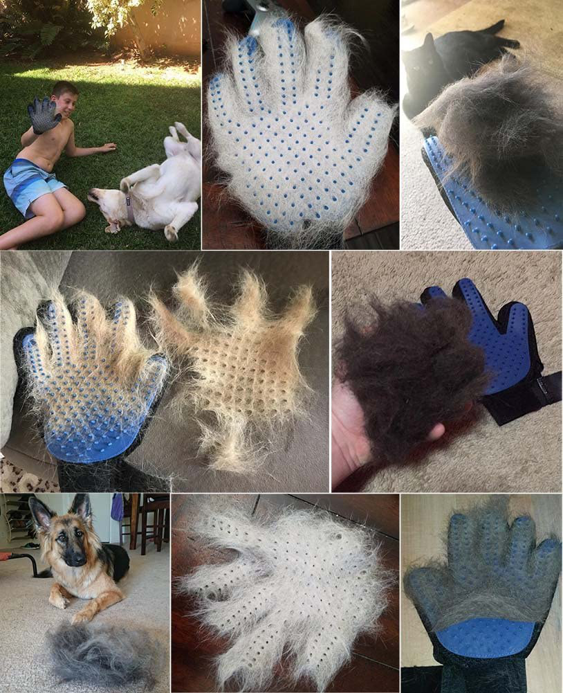 Pet Hair Remover Glove - Gentle Pet Grooming Glove Brush - Deshedding Glove - Massage Mitt with Enhanced Five Finger Design - Perfect for Dogs & Cats with Long & Short Fur - 1 Pack (Right-Hand)