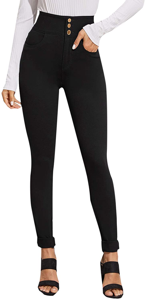 SweatyRocks Women's Basic Leggings Stretchy Slim Elastic High Waist Work Pants