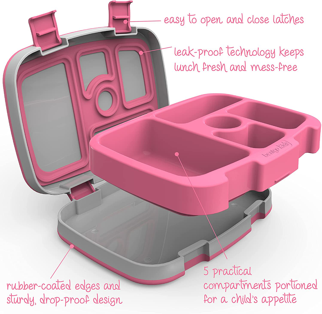 Bentgo Kids Prints Leak-Proof, 5-Compartment Bento-Style Kids Lunch Box - Ideal Portion Sizes for Ages 3 to 7 - BPA-Free, Dishwasher Safe, Food-Safe Materials (Dinosaur)