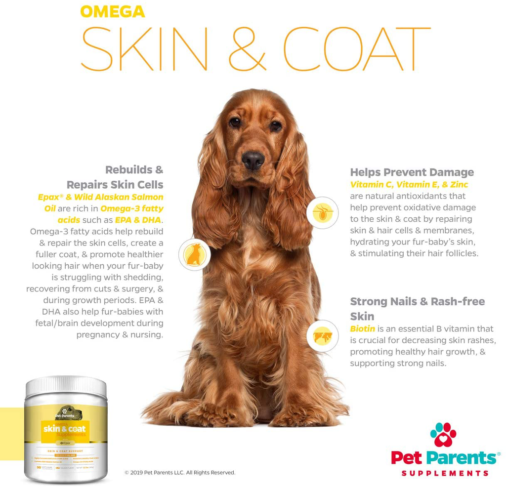 Pet Parents USA Omega 3 for Dogs 4g 90c - Dog Skin Care & Fur Vitamins for Dogs, Skin Supplement for Dogs, Omega Dog Treats, EPA & Dog DHA, Anti Itch Dog, Dog Itch Relief, Epax + Salmon Oil for Dogs