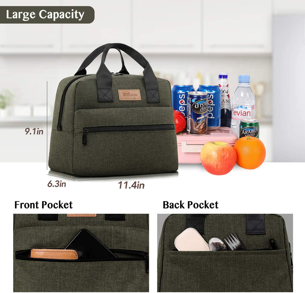 HOMESPON Insulated Lunch Bag Lunch Box Cooler Tote Box Cooler Bag Lunch Container for Women/Men/Work/Picnic,Large pink