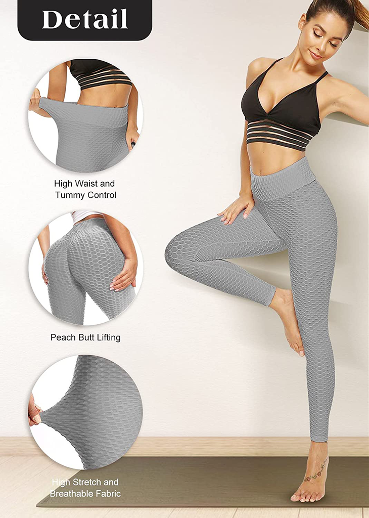 OMKAGI Sexy Butt Lifting Workout Leggings for Women Textured Booty High  Waist Yoga Pant