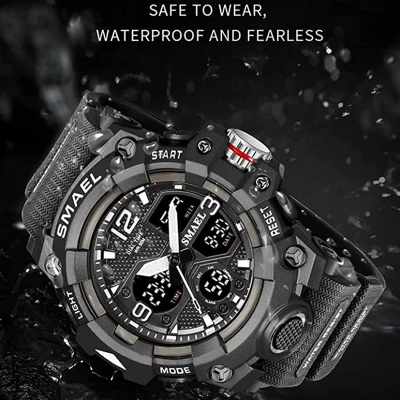Men's Sports Outdoor Waterproof Wrist Watch with Multi Functions including LED