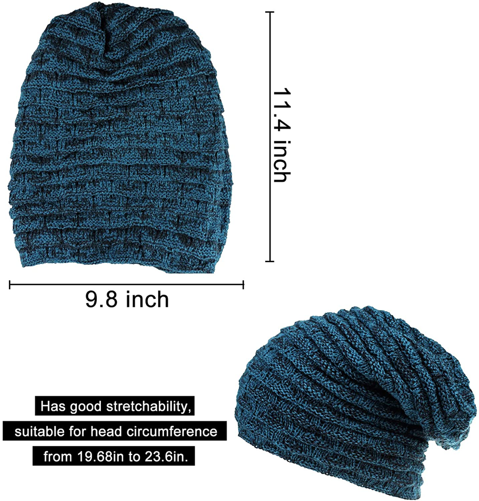 Andiker Winter Stretch Cable Knit Beanie Hat, Warm Soft Thick Beanie Cap with Fleece for Men and Women