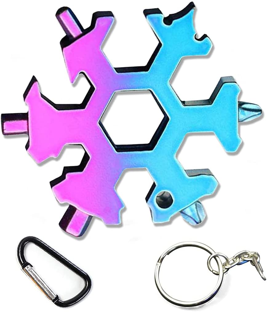 The Latest Multitool Snowflake Tool, 19-In-1 Snowflake Multi Tool, Portable Stainless Steel Keychain Screwdriver Bottle Opener Snowflake Multi-Tool for Outdoor Enthusiast and Men'S Gift (Colorful)