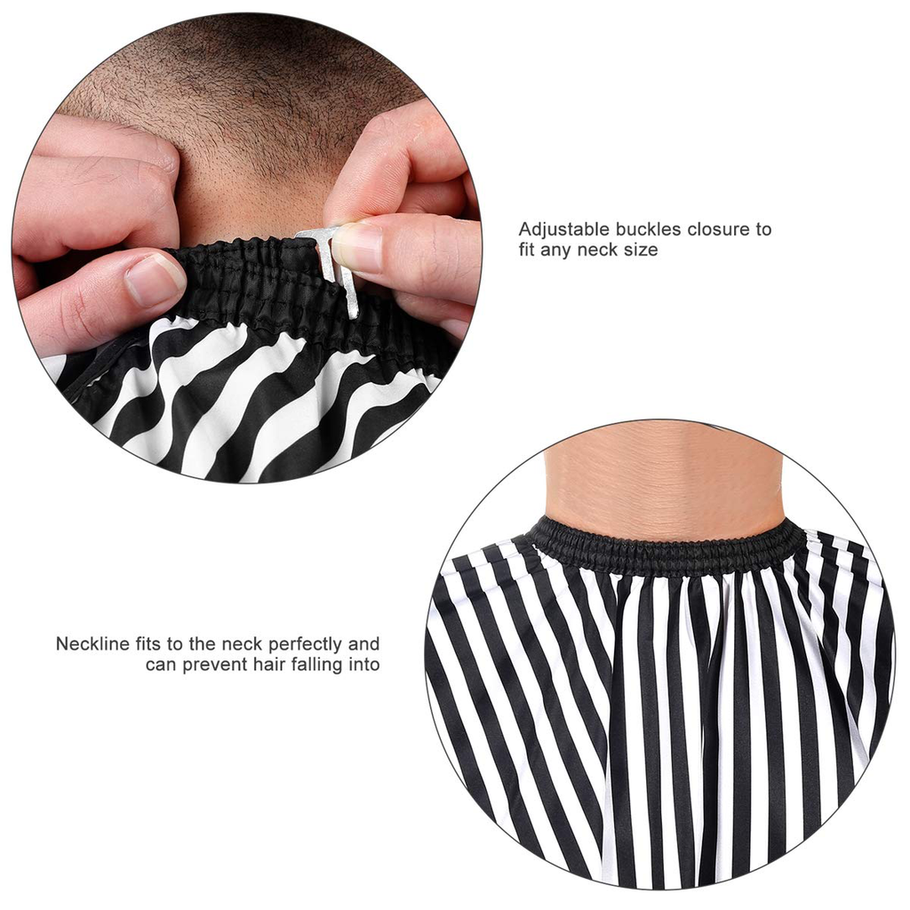 Odewa Adult Salon Barber Cape Professional Haircut Cloth Shampoo Capes Hairstylist Haircutting Cape Hairdressing Cape Barber Supplies Kit For Men (Black and White Stripe)