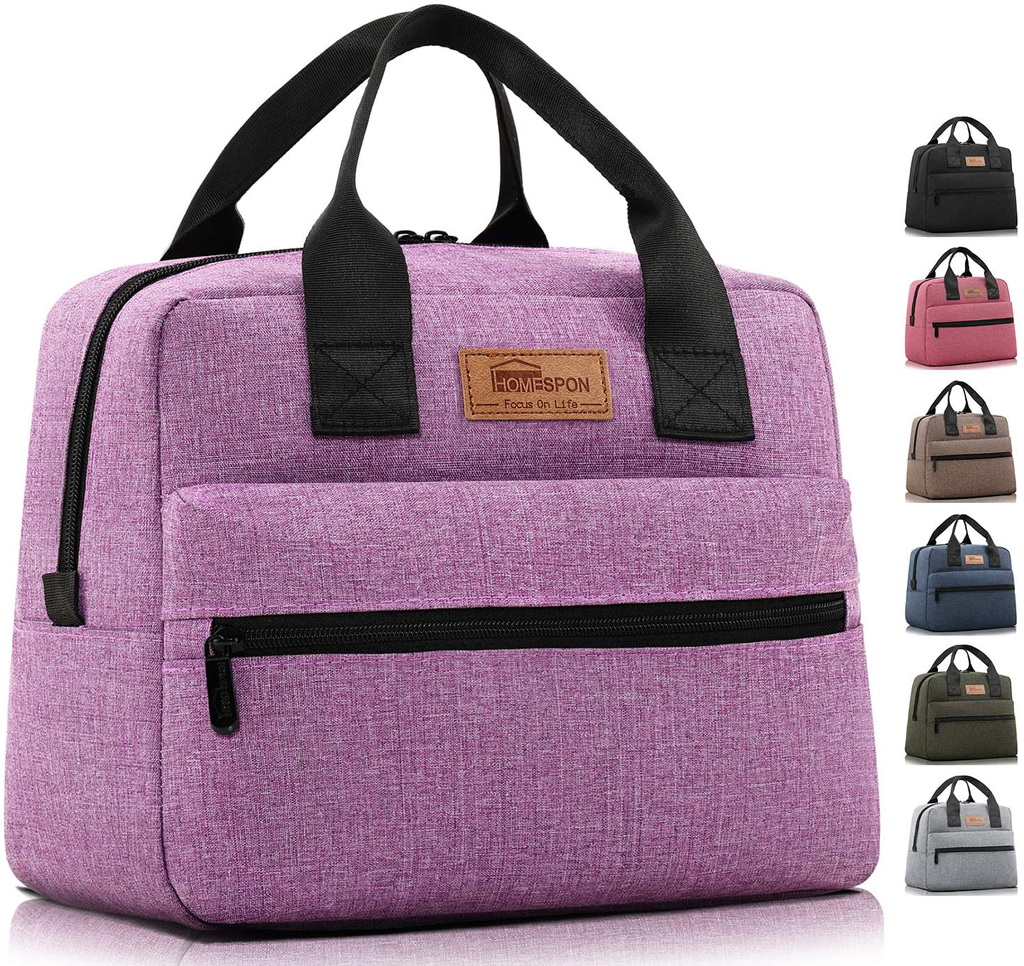 HOMESPON Insulated Lunch Bag Lunch Box Cooler Tote Box Cooler Bag Lunch Container for Women/Men/Work/Picnic,Large purple