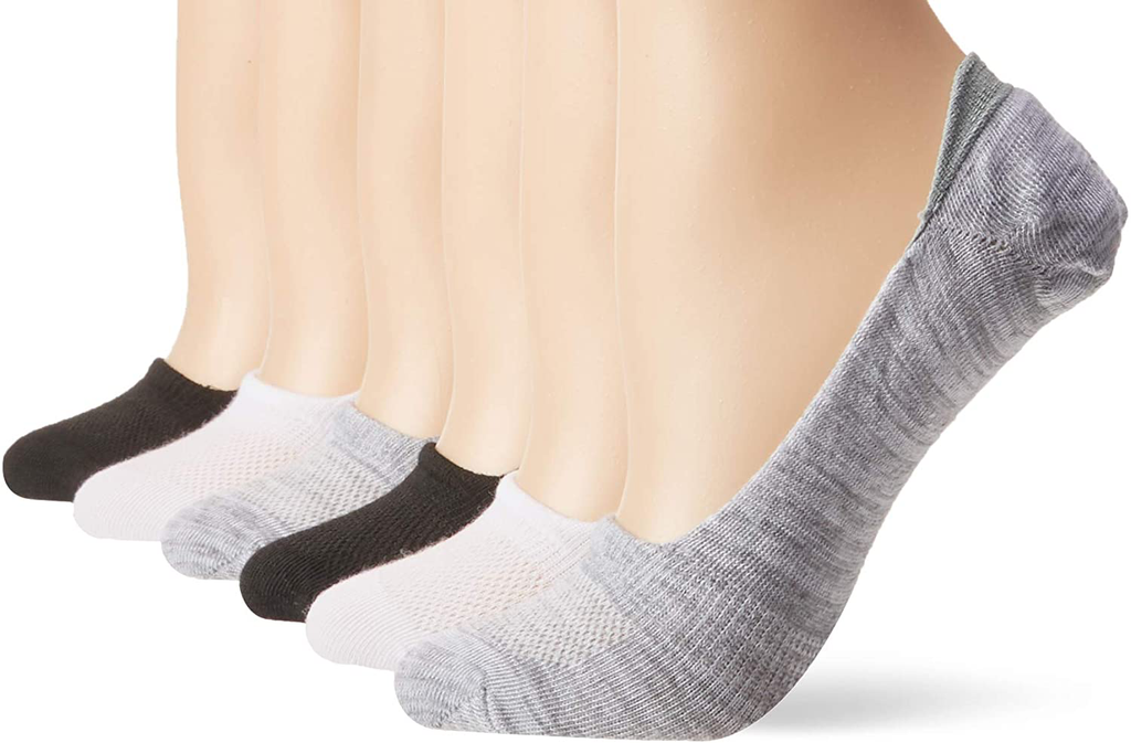 Hanes Women's 6-Pair Plush Comfort Toe Seam No Show Socks