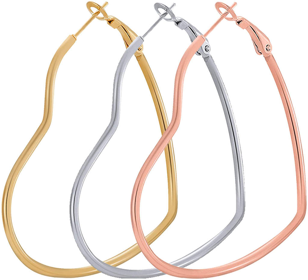 Hoop Earrings for Women Girls, Stainless Steel Hypoallergenic Geometric Hoops Women's Earrings Loop Earrings Set