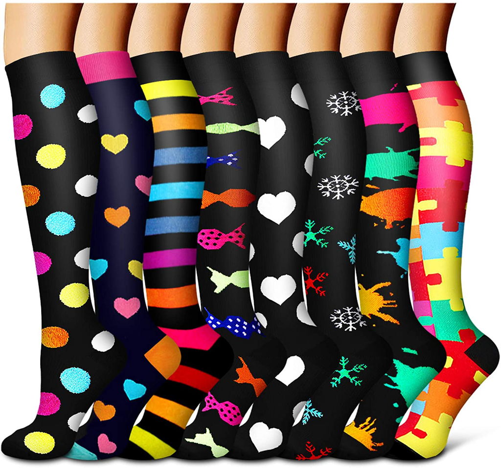 Compression Socks For Women and Men Circulation(8 Pairs)-Best support for Running,Sports,Pregnancy