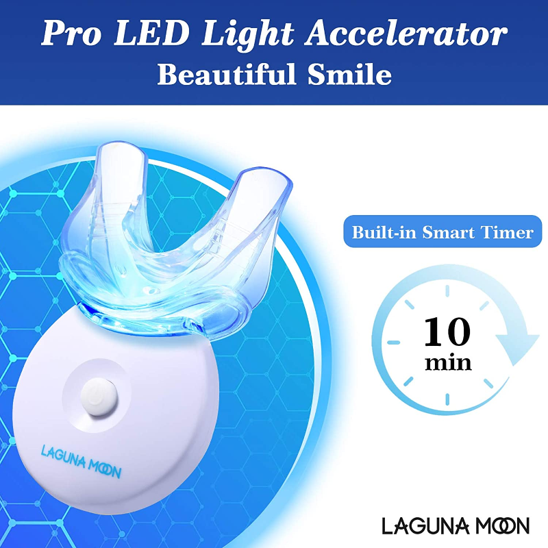 Teeth Whitening Kit with LED Light - Helps Remove Stains from Coffee, Wine, Tea, No Sensitivity