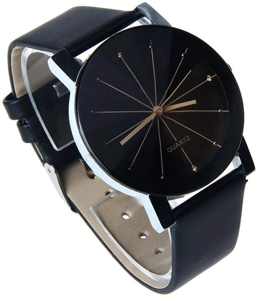 Men's Analog Quartz Black PU Leather Watch