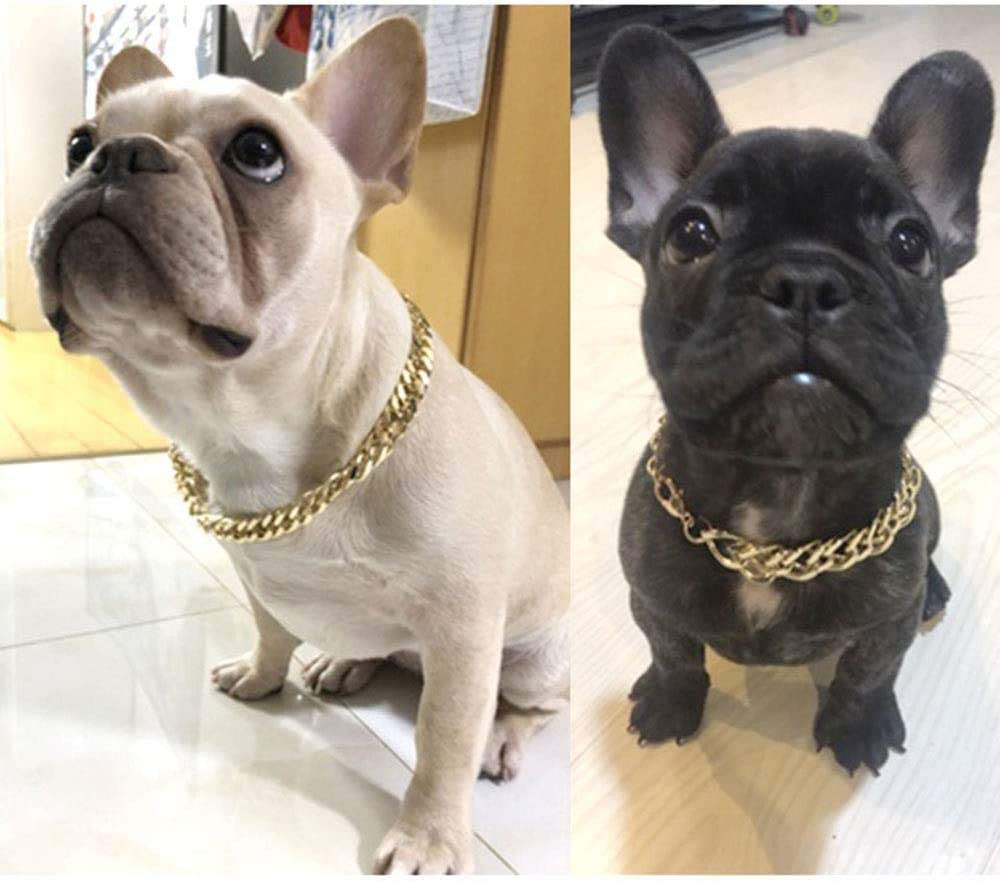 Dog Necklace Collar Puppy Fashion Pitbull Dog Gold Chain Necklace Cool Gold Metal Collar Jewelry and Accessories for Dogs Cats