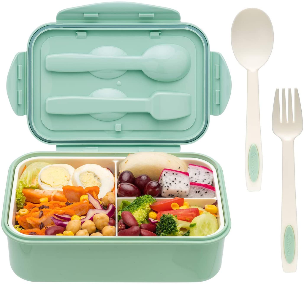 Bento Boxes for Adults - 1100 ML Bento Lunch Box For Kids Childrens With Spoon & Fork - Durable, Leak-Proof for On-the-Go Meal, BPA-Free and Food-Safe Materials