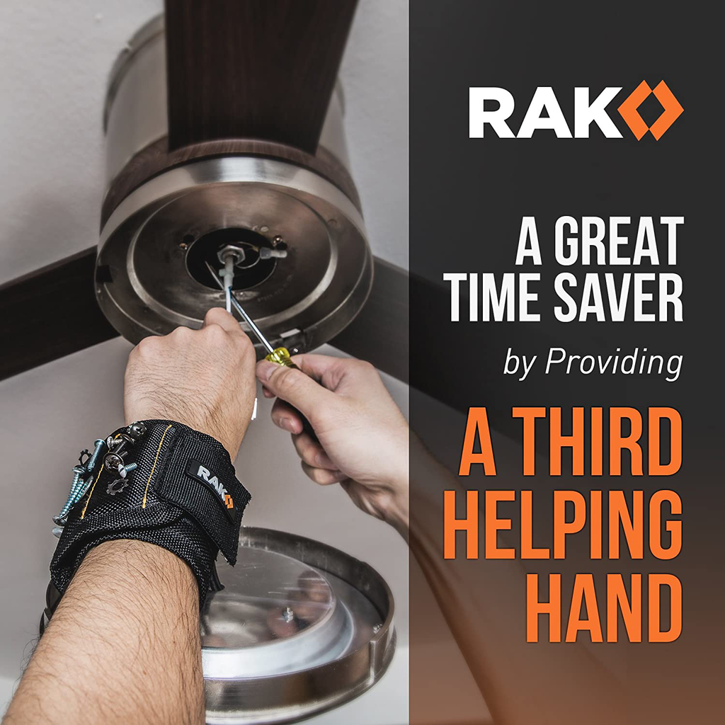 RAK Magnetic Wristband - Men & Women'S Tool Bracelet with 10 Strong Magnets to Hold Screws, Nails and Drilling Bits - Gift Ideas for Dad, Husband, Handyman or Handy Woman﻿
