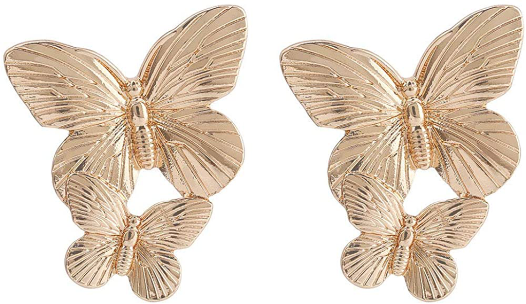 fxmimior Bohemian Dainty Gold Big Butterfly Earrings Big Dainty Gold Drop Earrings Statement Charm Earring Body Jewelry for Women and Girls