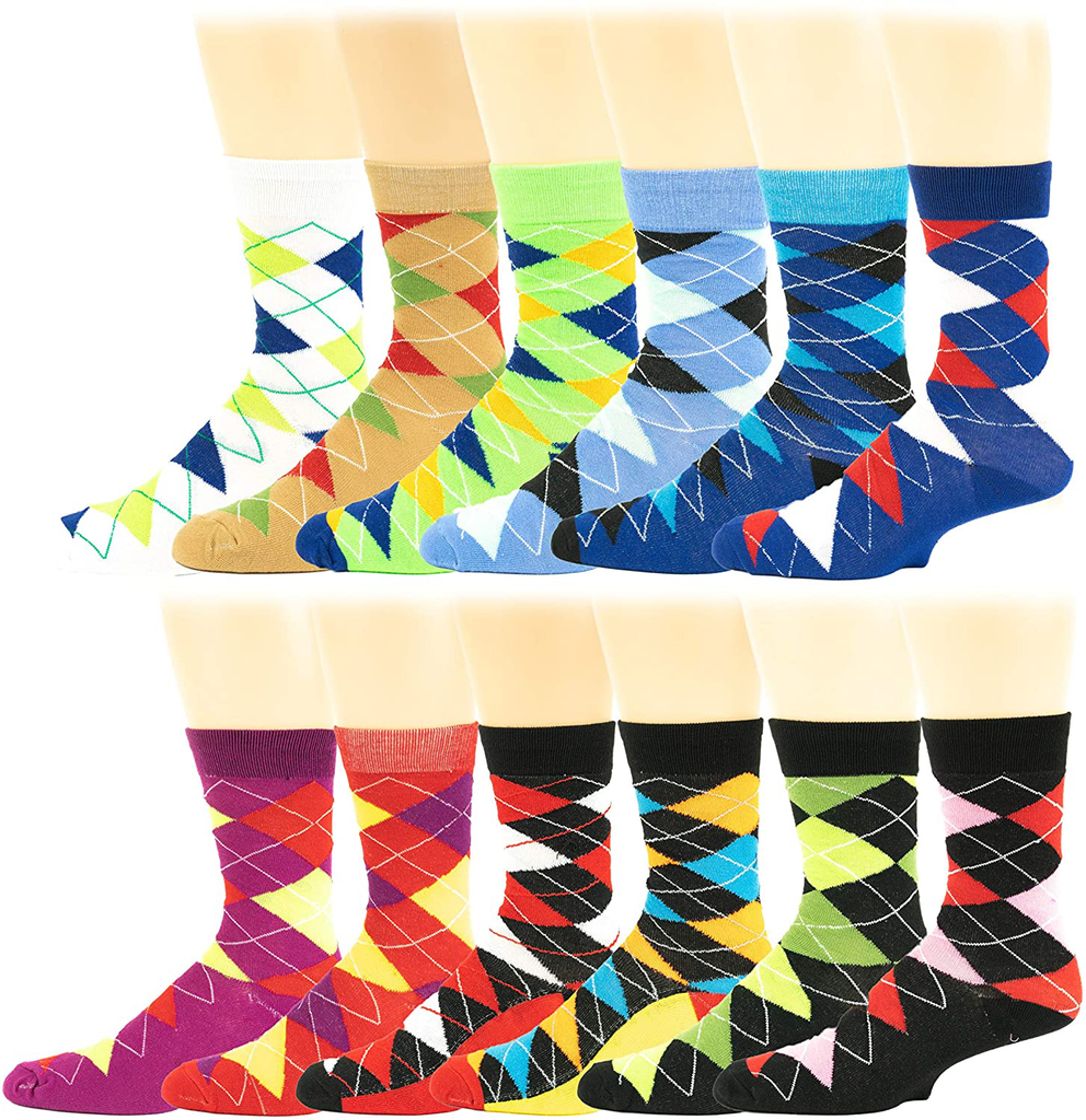 12 Pair Men's Colorful Design Dress Socks