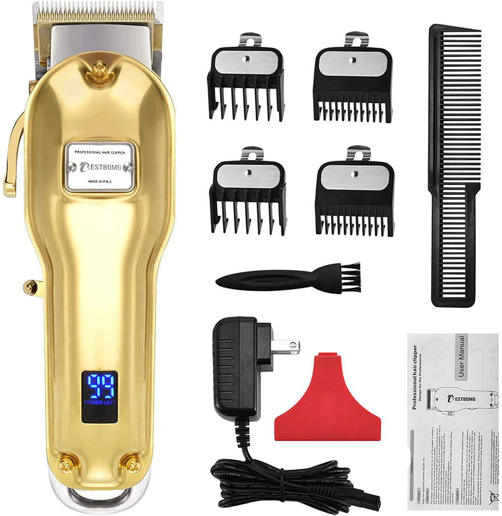 AUDOC Professional Cordless Hair Clippers for Men Rechargeable Beard Trimmer Low Nosie Home Barber Hair Cutting Kit Set for Men/Kids/Pet with An All Metal Housing LED Display