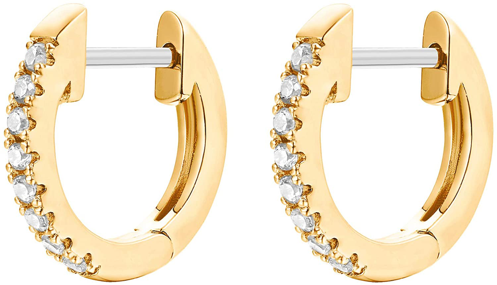 PAVOI 14K Gold Plated Cubic Zirconia Cuff Earrings Huggie Stud