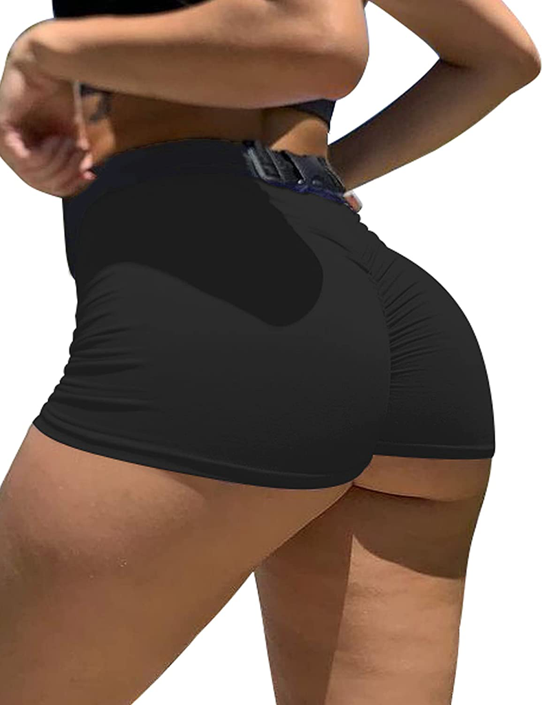 Mizoci Women's Sexy Gym Biker Booty Shorts High Waisted Ruched Workout Shorts