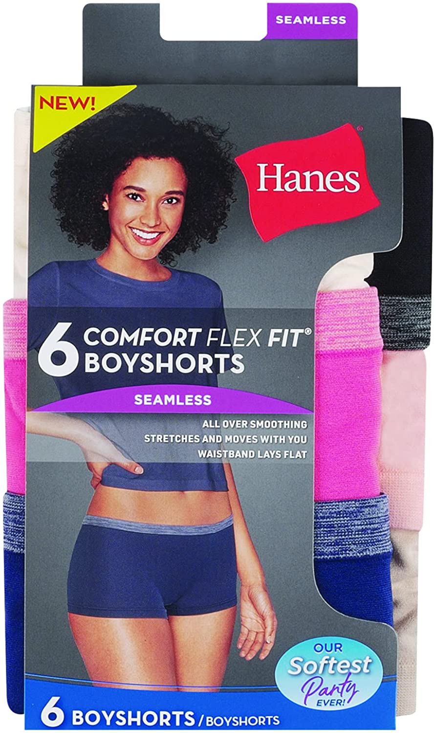 Hanes Women's Sporty Boyshort Panty - 6 - Assorted (6 Pack) at