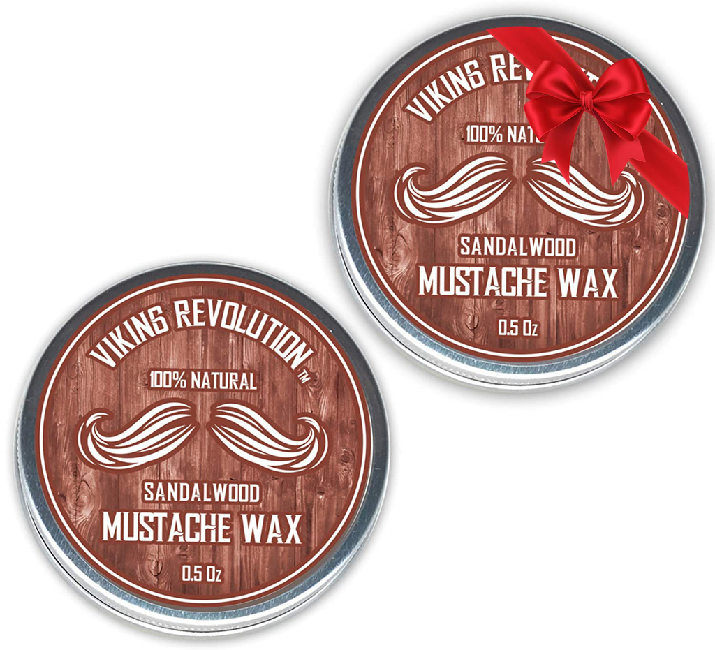 Mustache Wax 2 Pack - Beard & Moustache Wax for Men - Strong Hold Helps Train Tame & Style (Sandalwood, 2 Pack)
