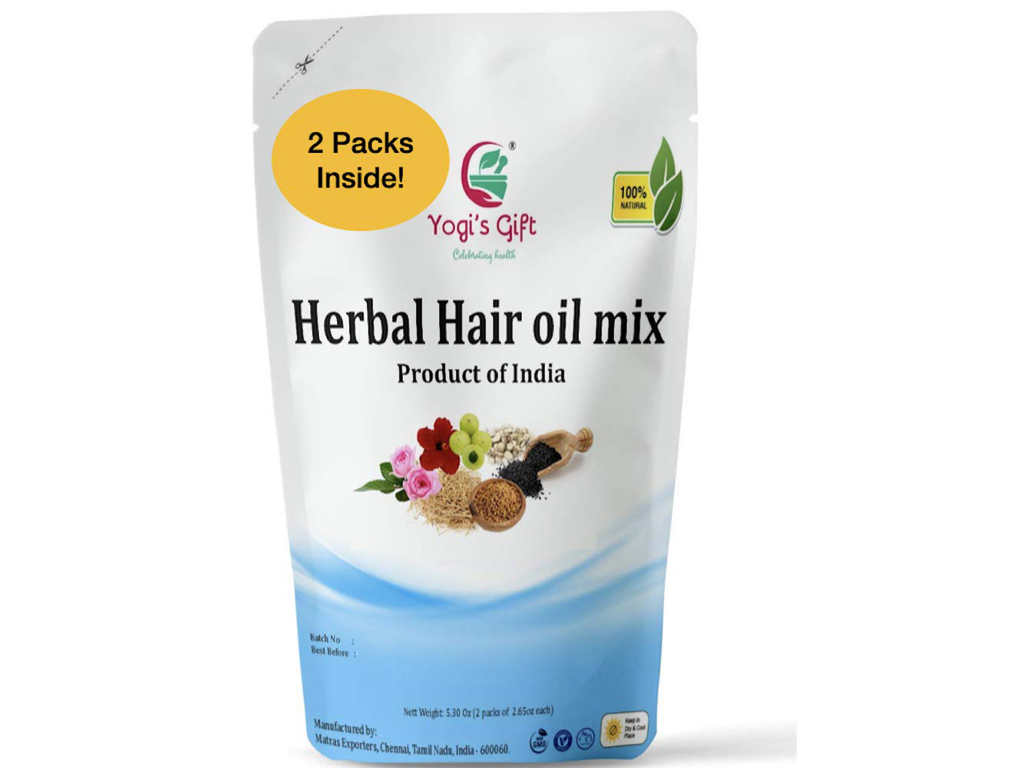 Yogi’S Gift | Ayurvedic Herbal Hair Oil Mix | 75 G X 2 Packs | 18 Essential Herbs for Hair Growth Oil | 100% Natural Ayurvedic Herbs | Product of India