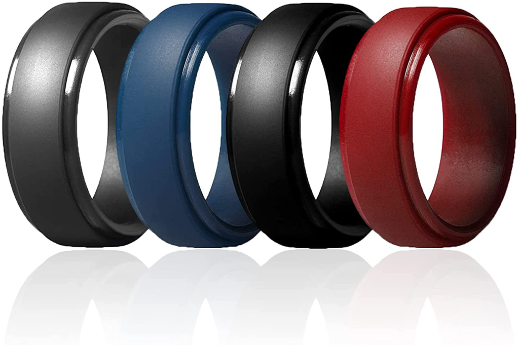 Men's 4 Pack Silicone Rubber Replacement Wedding Rings 