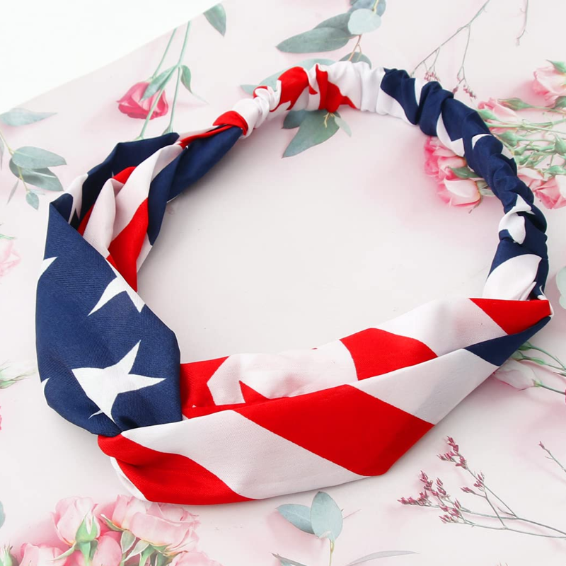 Set of 3 American Flag Headbands - Non Slip Head Wrap