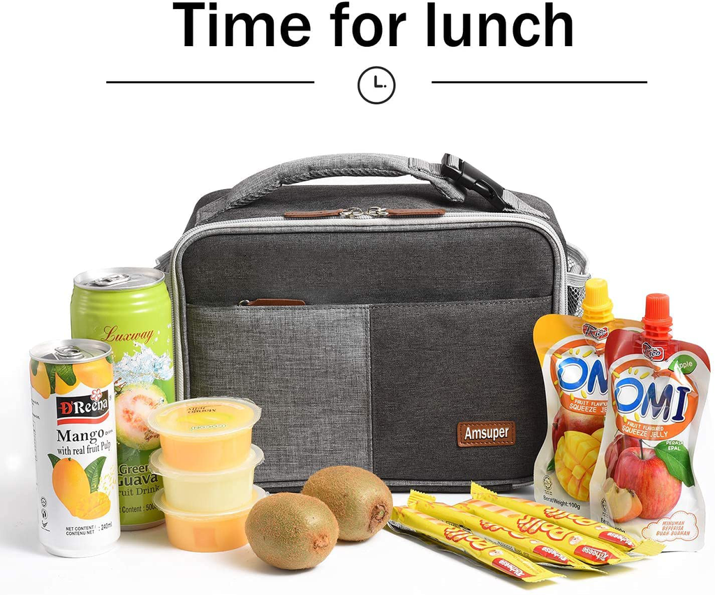 Lunch Bag One Size,Insulated Lunch Bag with FDA Silicone Lids ,Lunch Box Insulated Lunch Container