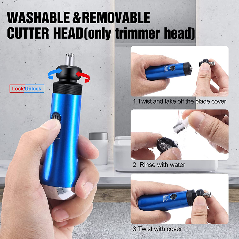 Ear, Nose & Facial Hair Trimmer Clipper - Battery-Operated and Waterproof