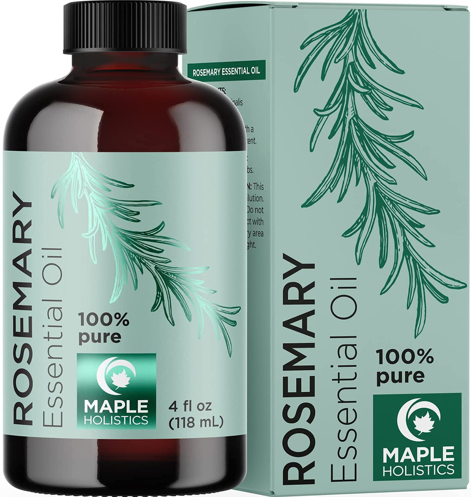Undiluted Rosemary Essential Oil with Dropper - Topical Rosemary Oil for Hair Skin and Nails and Refreshing Aromatherapy Oils for Diffuser - Pure Rosemary Essential Oils for Diffusers for Home 4Oz