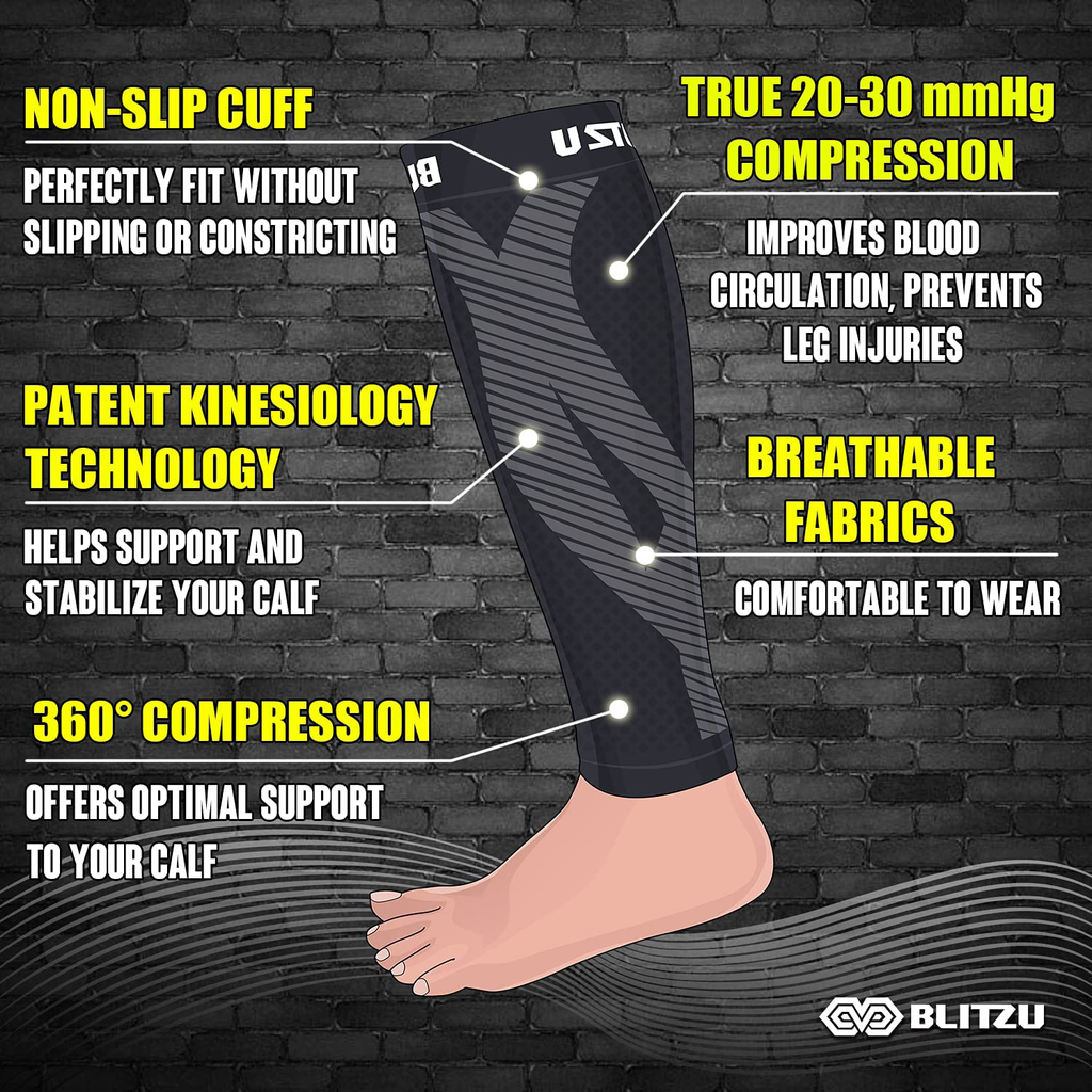 Calf Compression Sleeves for Men Women. Footless Compression Socks Without Feet . Shin Splints, Varicose Vein Treatment for Legs & Pain Relief. Calf Braces, Splints & Supports. Best Wide leg compression sleeve for Running Nurse Pregnant Pregnancy