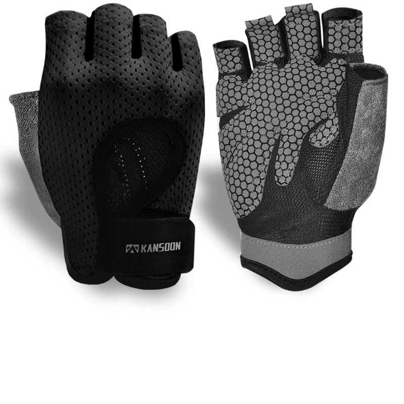 Breathable Fingerless Weightlifting Gloves With Curved Open Back