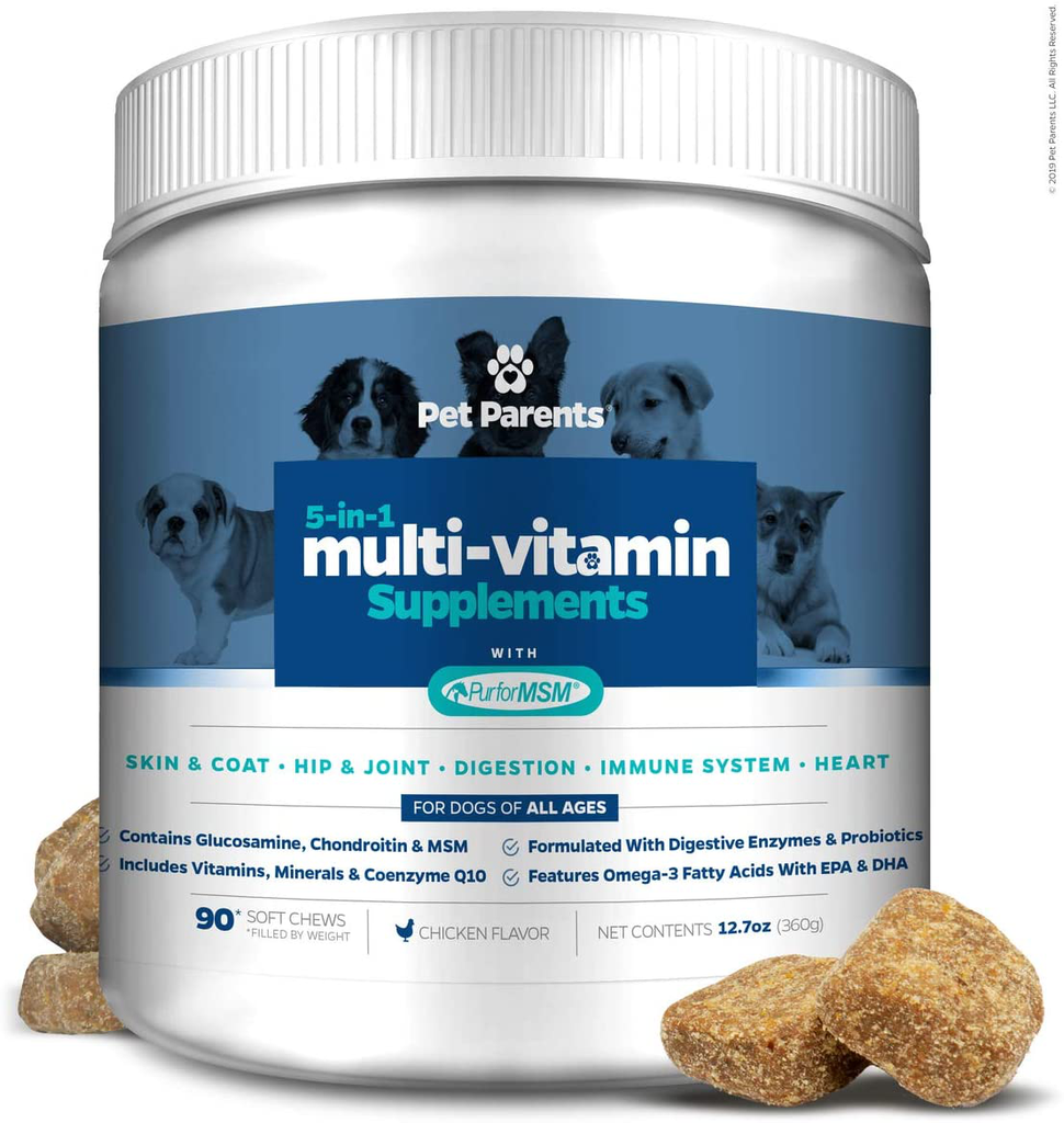 Pet Parents USA Dog Multivitamin 4g 90c- Omega 3 For Dogs + Glucosamine for Dogs + Dog Probiotics + MSM for Dogs, Multivitamin for Dogs, Dog Vitamins + Dog Immunity, Vitamins For Dogs & Puppy Vitamins