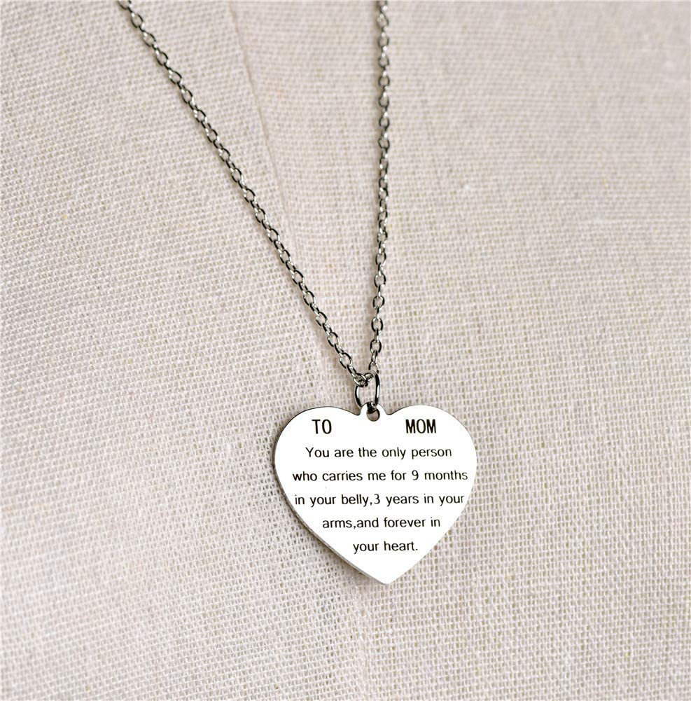 Gifts for Mom Women You Are the Only Person Heart Pendant Necklace Mother Gifts Charm Necklace Gifts for Mom from Son Daugter Mother's Day Gifts Birthday Christmas Gifts for Mother