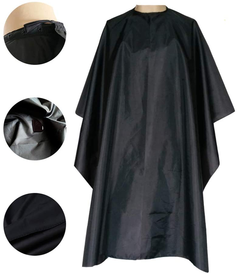 Magiczone Professional Hairdressing Salon Nylon Cape with Closure Snap,Barber Styling Cape,Unisex Black Hair Cutting Cape - 59" x 51"
