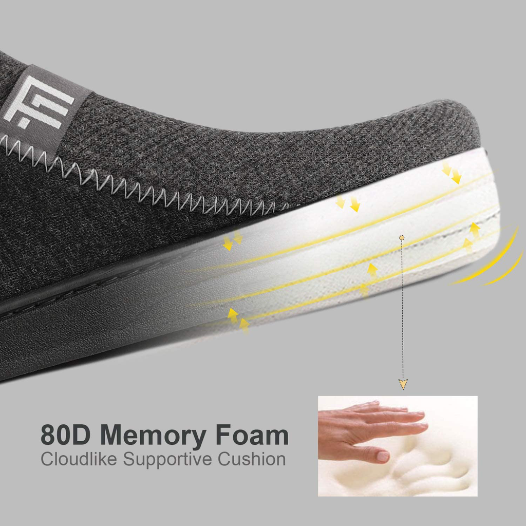 Men's Breathable Cotton Jersey Memory Foam Slippers with Non-Slip Sole