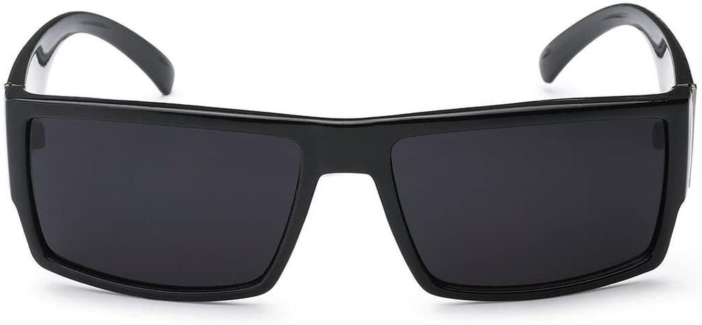 Locs Mens Flat Top Gangster Sunglasses Black Silver Frame 91026 (Black), 5.5w x 1.75h