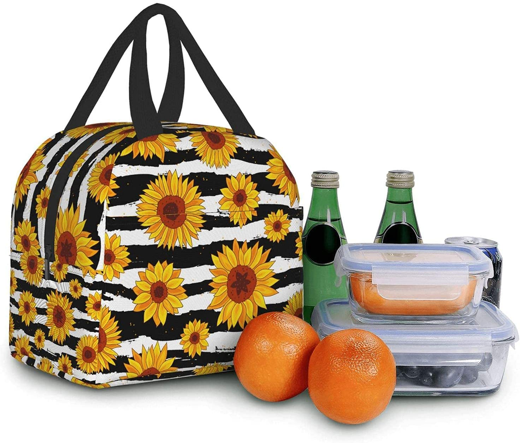 Insulated Lunch Bag with pocket Reusable Lunch Organizer Box Lunch Cooler Tote for Women Men Adults Work Picnic (Wild Chrysanthemum)