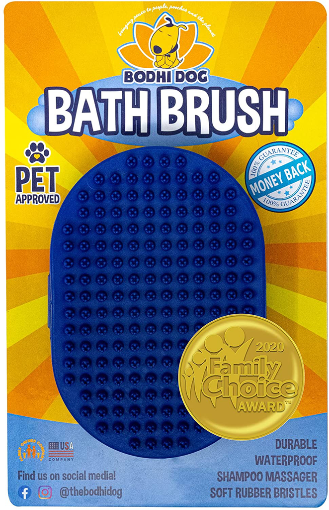 Bodhi Dog New Grooming Pet Shampoo Brush | Soothing Massage Rubber Bristles Curry Comb for Dogs & Cats Washing | Professional Quality