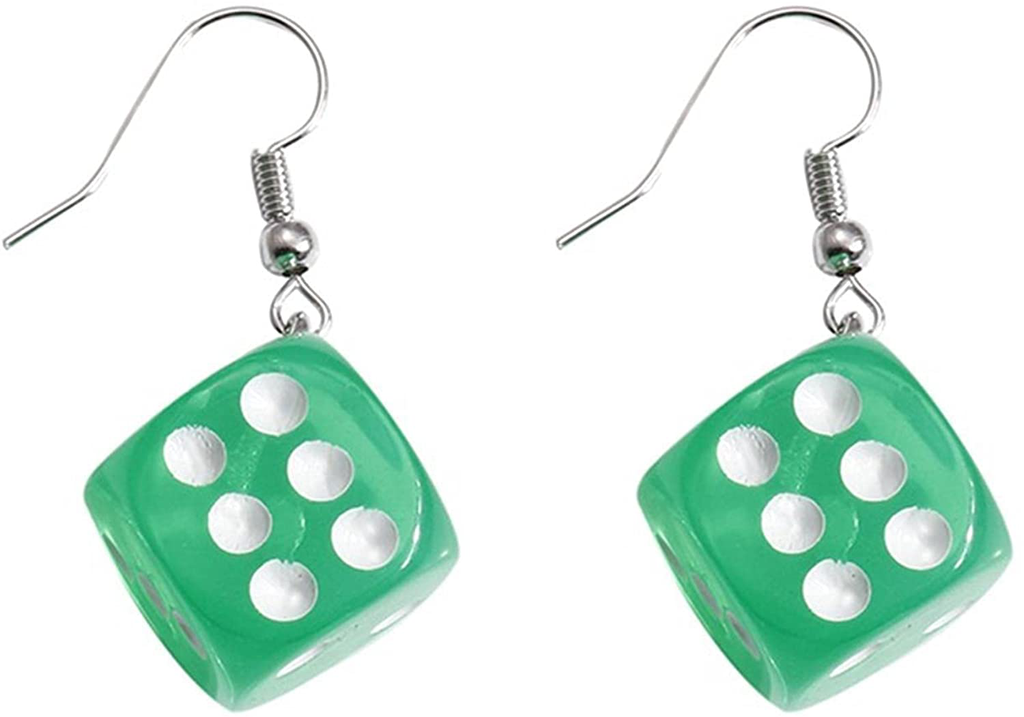 3D Dice Dangle Earrings Colorful Resin Dice Earrings Funny Geometric 3D Punk Dice Earrings for Women Girls Jewelry