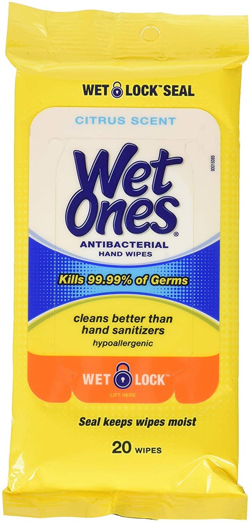 Wet Ones Citrus Antibacterial Hand Wipes, 20 Count