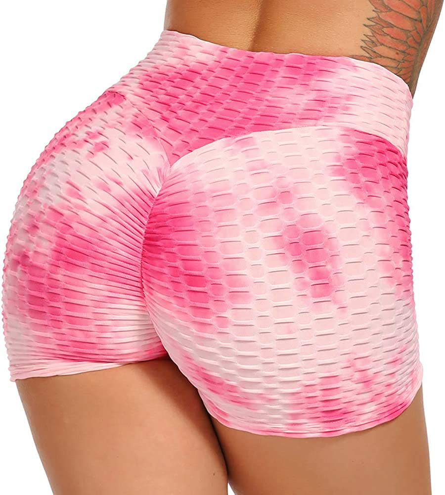 SEASUM Women Workout Shorts Brazilian Textured Booty Leggings Shorts Anti-Cellulite Scrunch Butt Lift