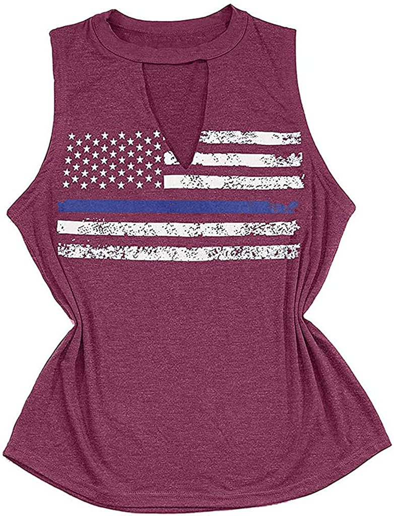T&Twenties American Flag Tank Top for Women,4th of July Stars Striped Racerback Tees Sleeveless Patriotic USA Flag Vest Tops