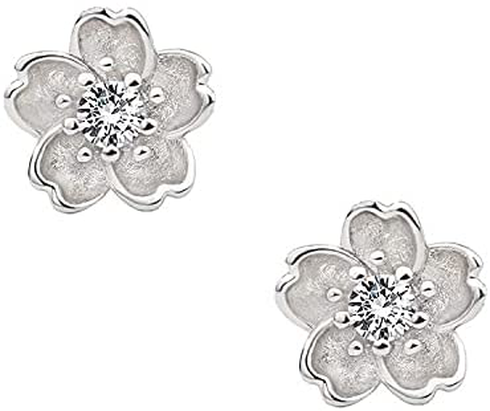 925 Sterling Silver Diamond Stud Earrings Flower stud earrings Earring for women Hypoallergenic earrings
