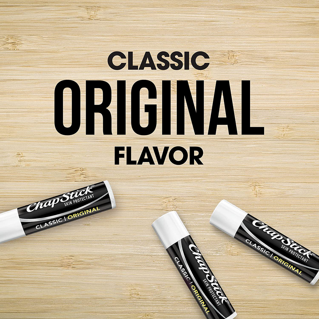 Chapstick Moisturizer (Original Flavor, 0.15 Ounce, 3 Sticks) Lip Balm Tube, Skin Protectant, Lip Care, SPF 15, Pack of 12 (36 Count)