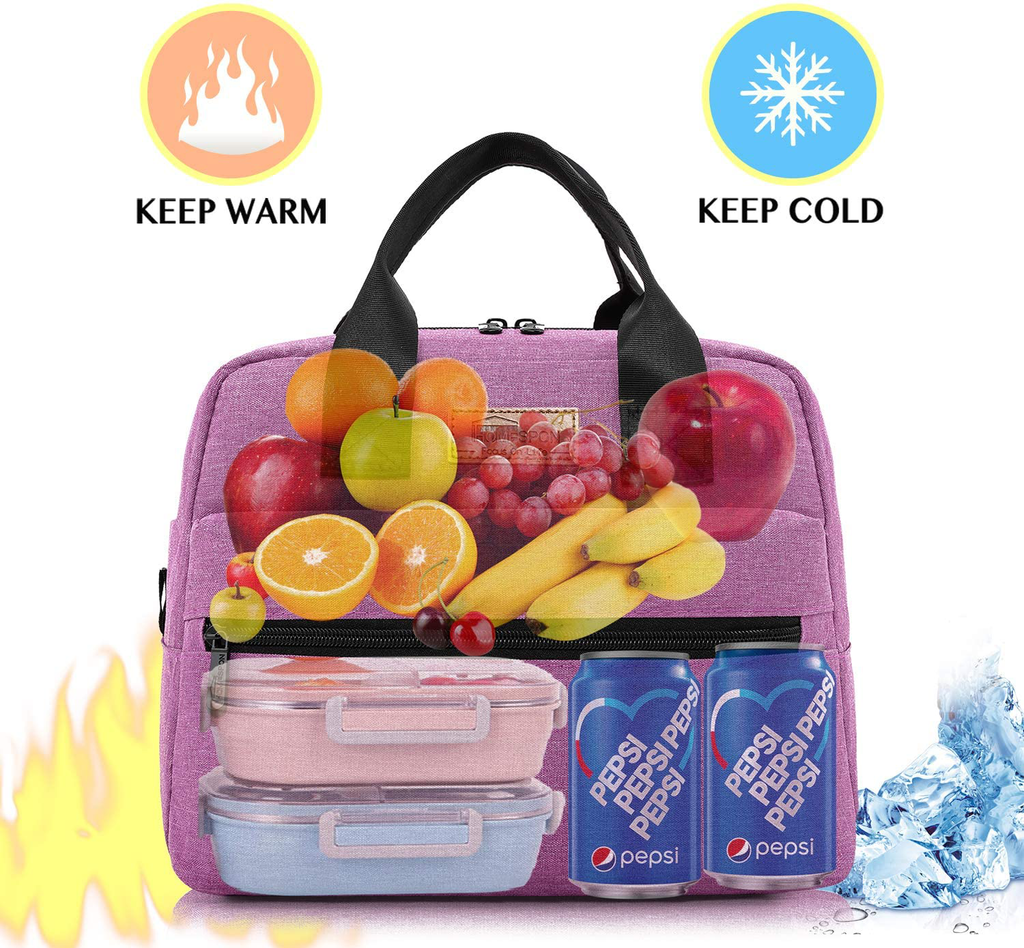 HOMESPON Insulated Lunch Bag Lunch Box Cooler Tote Box Cooler Bag Lunch Container for Women/Men/Work/Picnic,Large purple