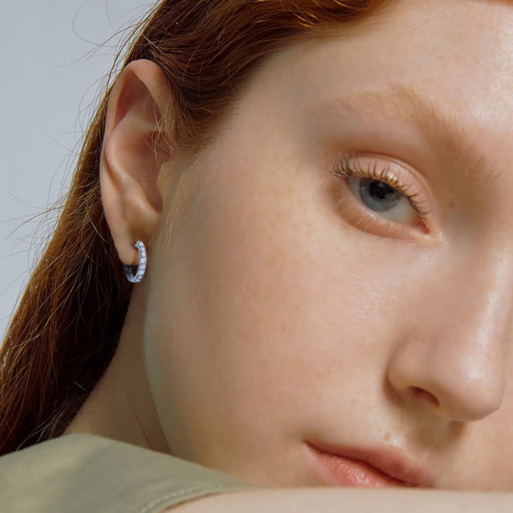 Hithop Premium Quality Fashion Women'S Rhinestone Silver round Rings Hoop Stud Earrings Jewellery Gift